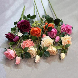 Artificial Flowers For Decoration 3 Heads Rose