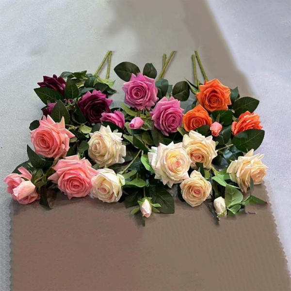 Artificial Flower Ganpati Decoration 4 Heads Rose