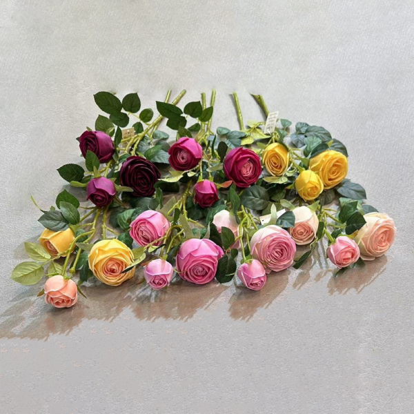 Artificial Flower For Home Decoration 3 Heads Rose