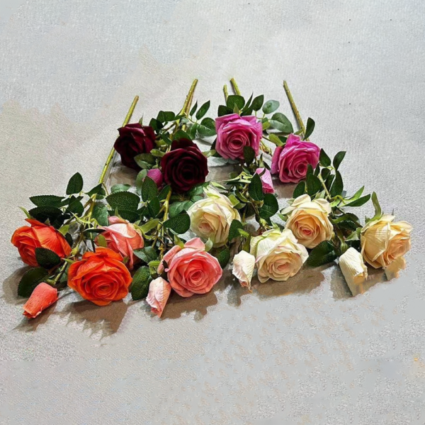 Artificial Flower Factory Near Me 3 Heads Rose
