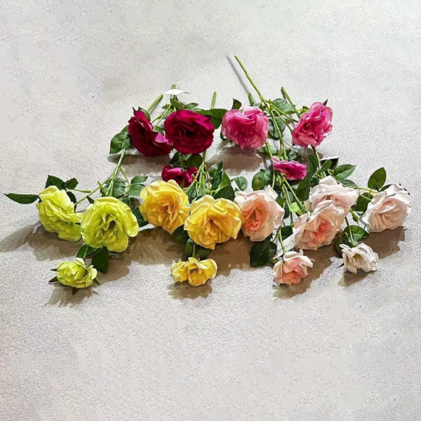 Artificial Flower Decoration At Home 3 Heads China Rose