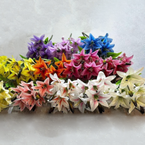 Artificial Flowers Lily Home Indoor 9 Heads Lily Bush