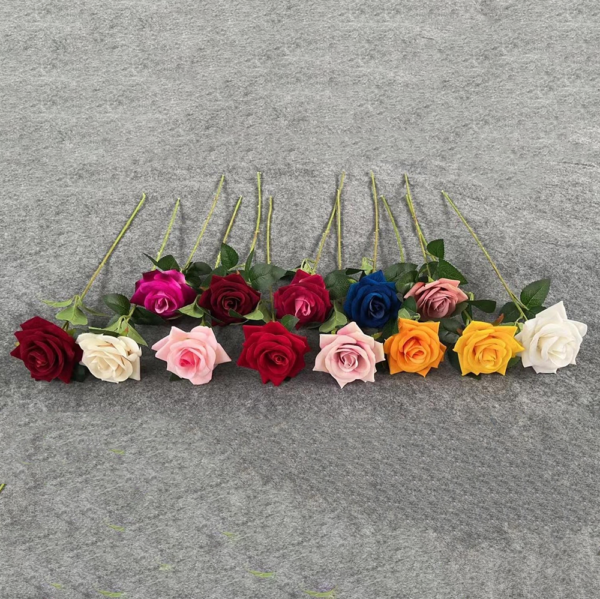 Plastic Flower Home Decor Single Flannel Rose