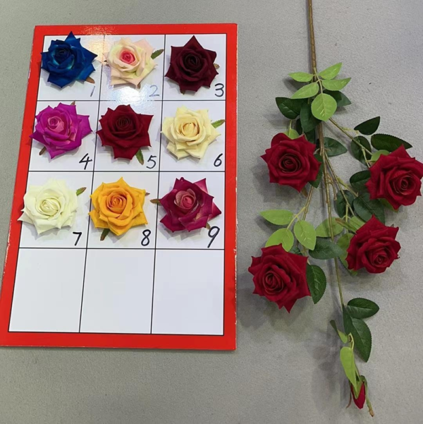 Artificial Velvet Rose Flower 5 Heads Flannel Rose
