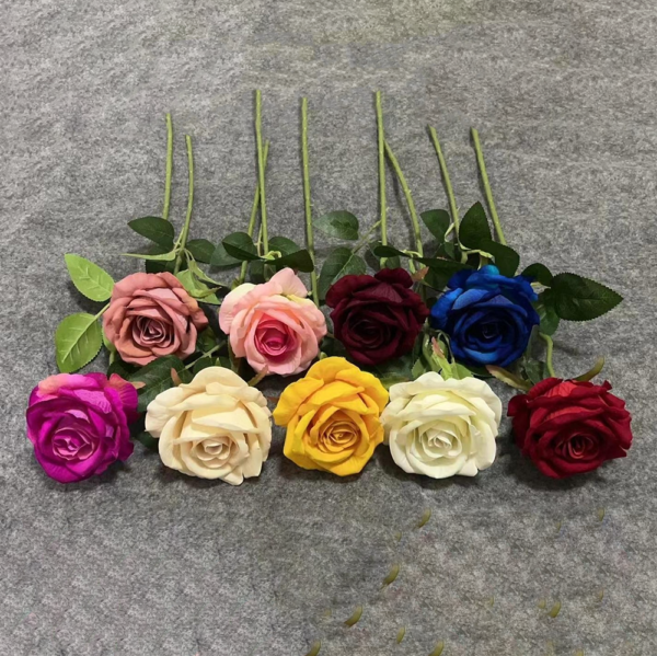 Artificial Flowers Red Roses Single Flannel Rose