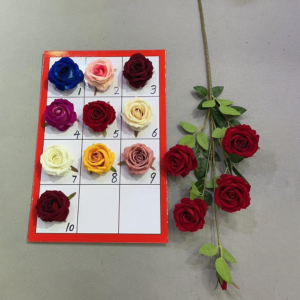 Artificial Red Rose Flower 5 Heads Flannel Rose