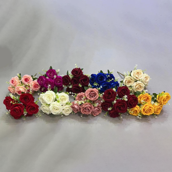 Miniature flowers artificial 7 Heads Flannel Rose Bush