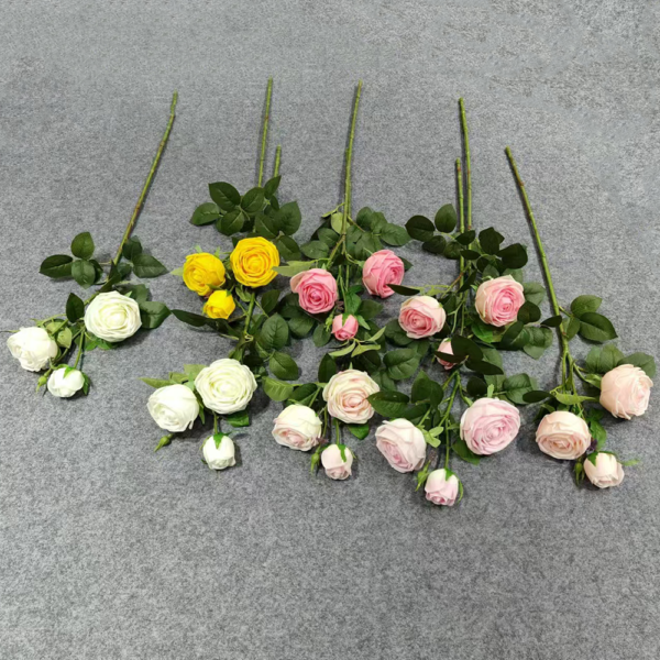 Artificial Flowers Guangzhou 3 Heads Real Touch Rose
