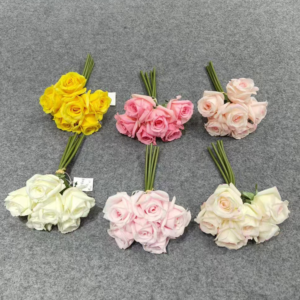 Artificial Flowers Real Touch High Quality 6 Heads Rose Bouquet
