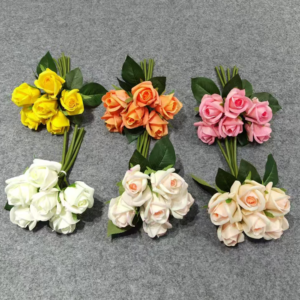 Real Touch Artificial Flowers 6 Heads Real Touch Rose Bouquet
