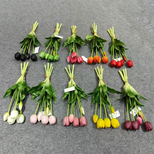 Tulip Fake Flowers 5 Heads Real Touch Tulip Bouquet