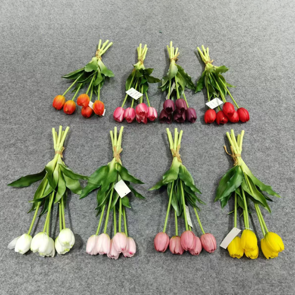 Tulip Artificial Flower 5 Heads Real Touch Tulip Bouquet