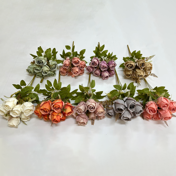 Artificial Flowers Making For Home Decoration 7 Heads Rose Bush