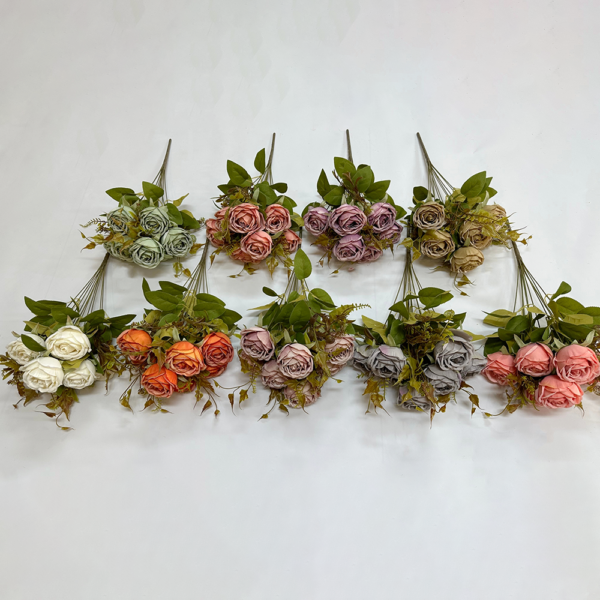 Silk Roses 11 Heads Rose Bush