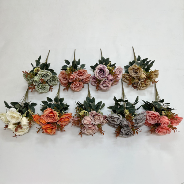 Artifical Flowers For Wedding 11 Heads Rose Bush