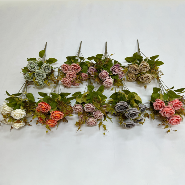 Silk Rose Bush 11 Heads Rose Bush