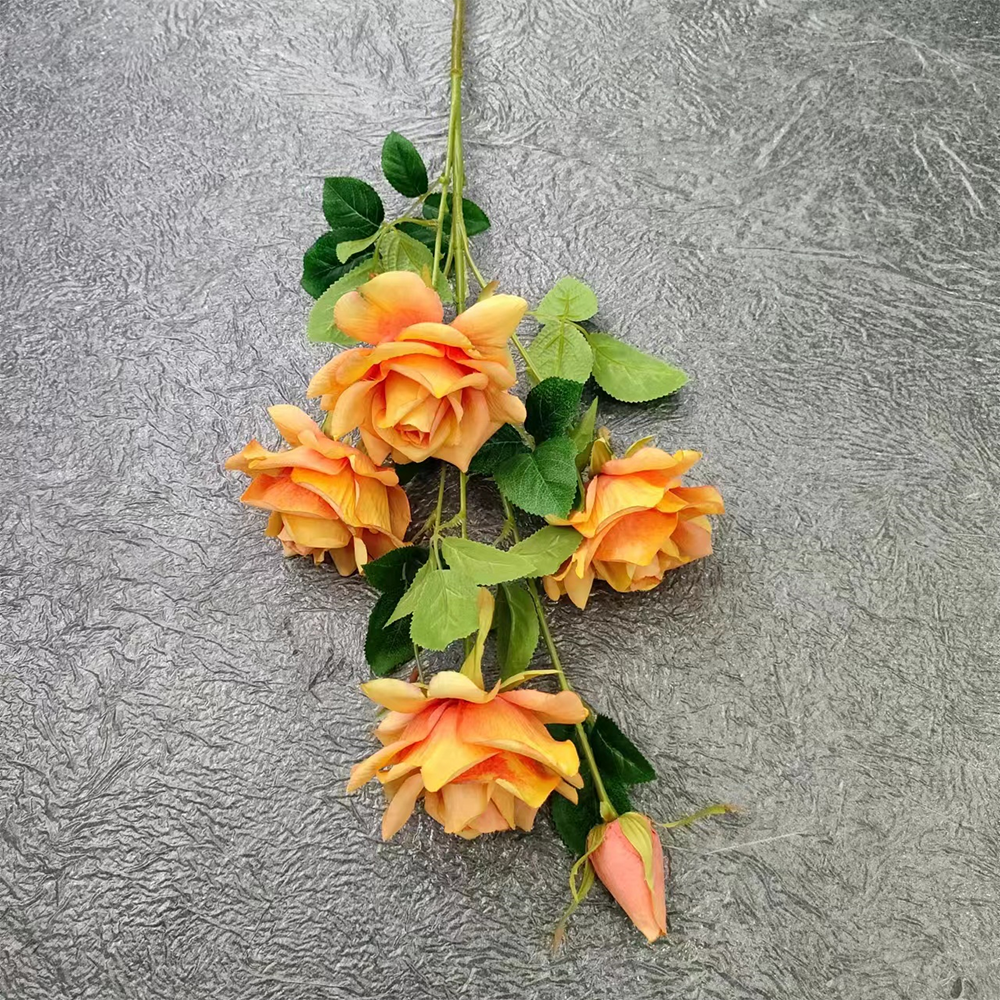 Fake Rose Flower 5 Heads Rose Single Branch
