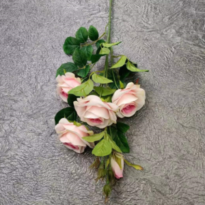 100% Fake Flower 5 Heads Rose Single Branch