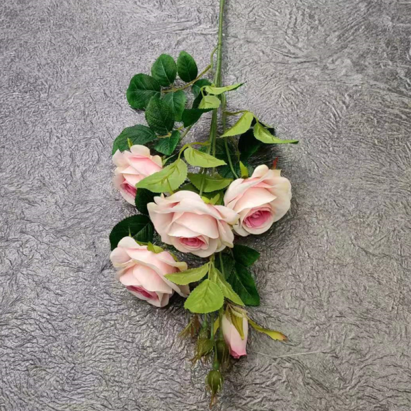 100% Fake Flower 5 Heads Rose Single Branch