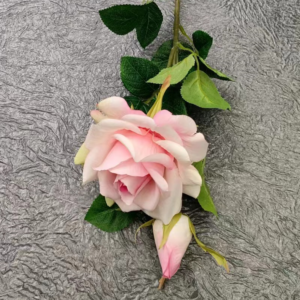 Silk Rose Chinese 2 Heads Rose Single Branch