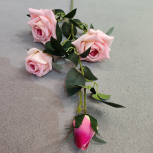 Artificial Flower Manufacturers 4 Heads Rose Single Branch